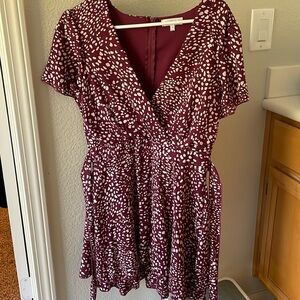 Burgundy and white dress